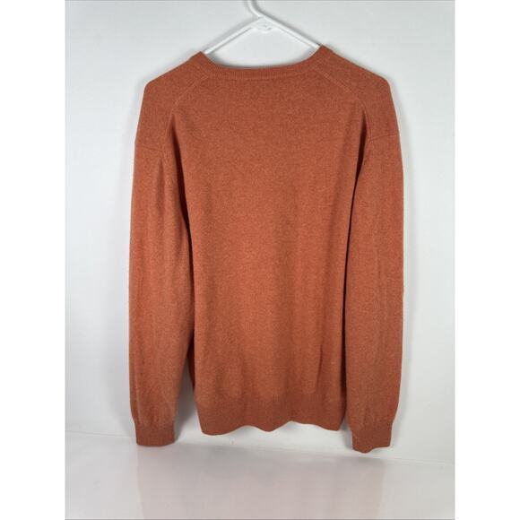 Peter Millar Sweater Mens Large Orange 100% Cashmere Pullover V Neck Soft Knit - Picture 3 of 8